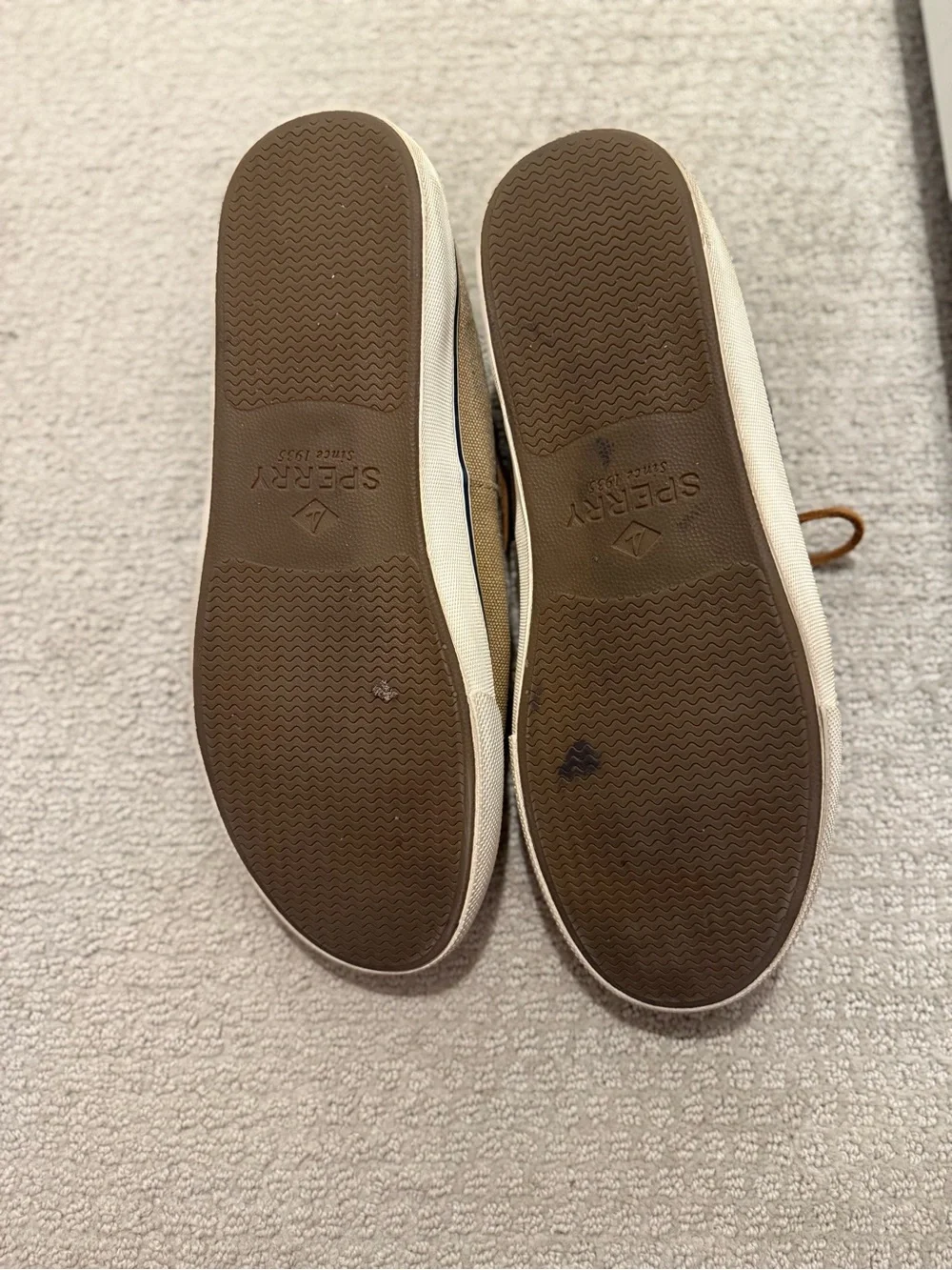 Sperry Two-Tone Tan and Gray Canvas Boat Shoes